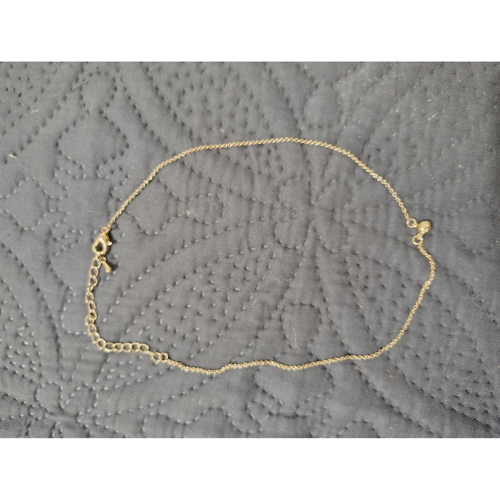 Gold‎ Tone Dainty Chain Anklet Adjustable Heart Charm Minimalist Jewelry 9-11 in